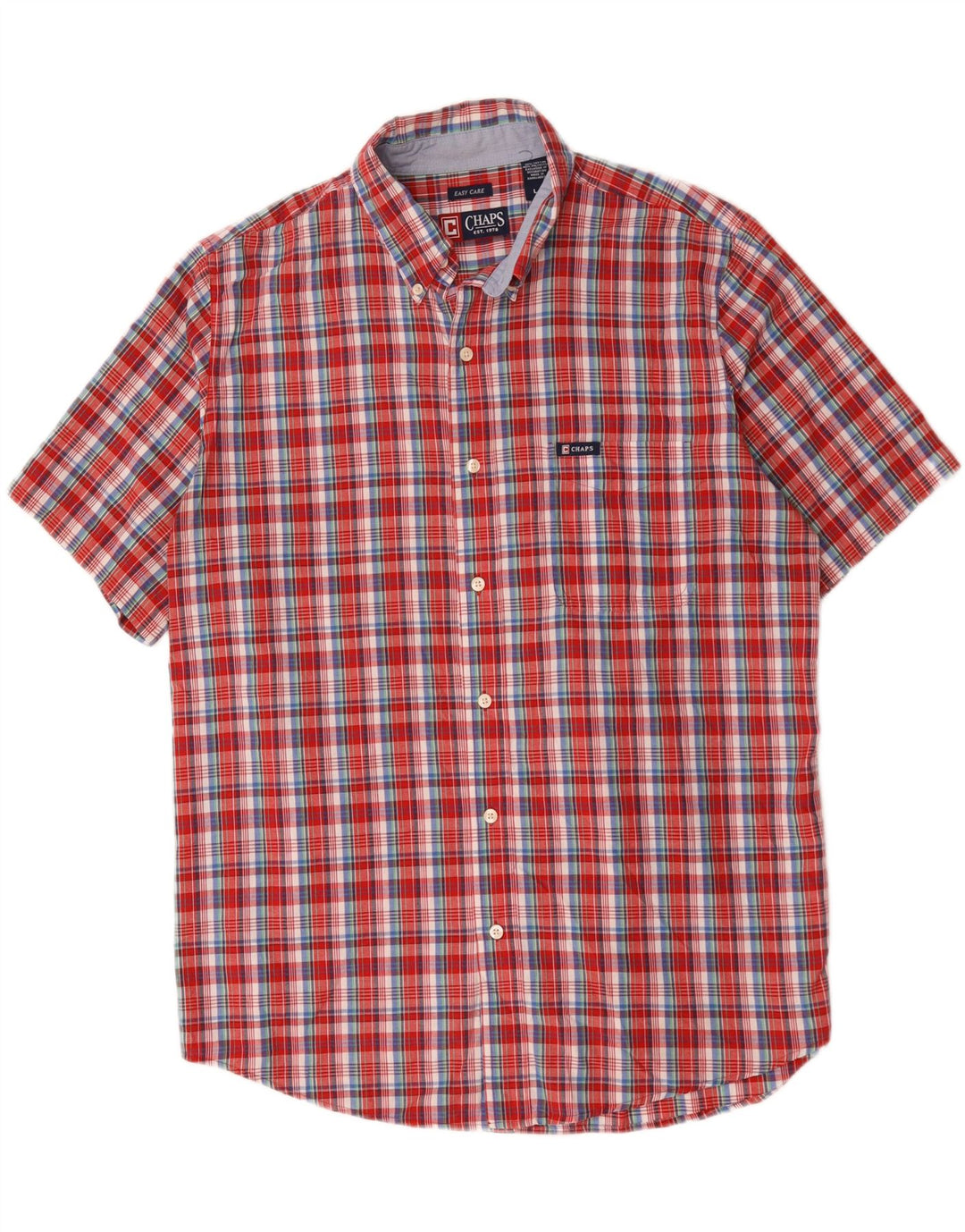 Camisa masculina de manga curta Chaps grande algodão xadrez vermelho
