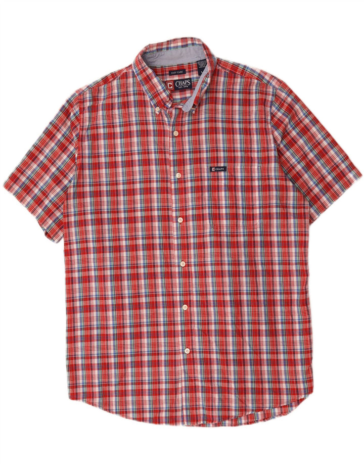 Camisa masculina de manga curta Chaps grande algodão xadrez vermelho