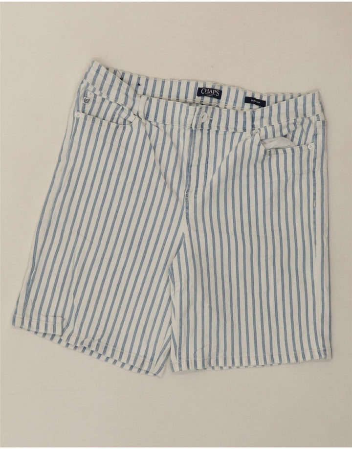 CHAPS Womens Bermuda Denim Shorts US 12 Large W31 Blue Pinstripe Cotton Vintage Chaps and Second-Hand Chaps from Messina Hembry 