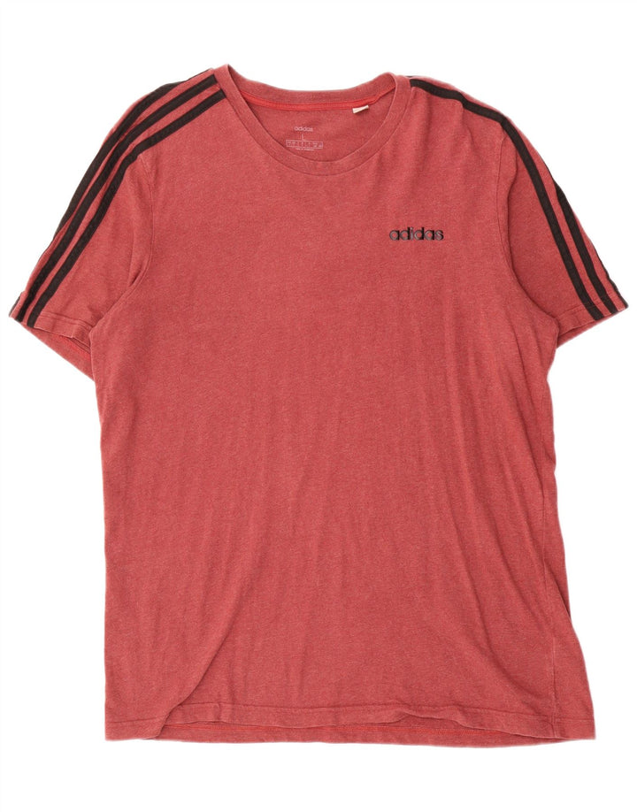 Adidas Mens Camiseta Top Grande Algodão Vermelho