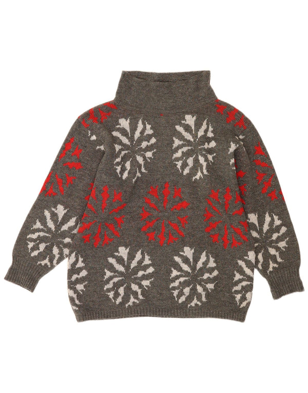 Suéter feminino Flou com gola tartaruga Reino Unido 14 cinza médio geométrico