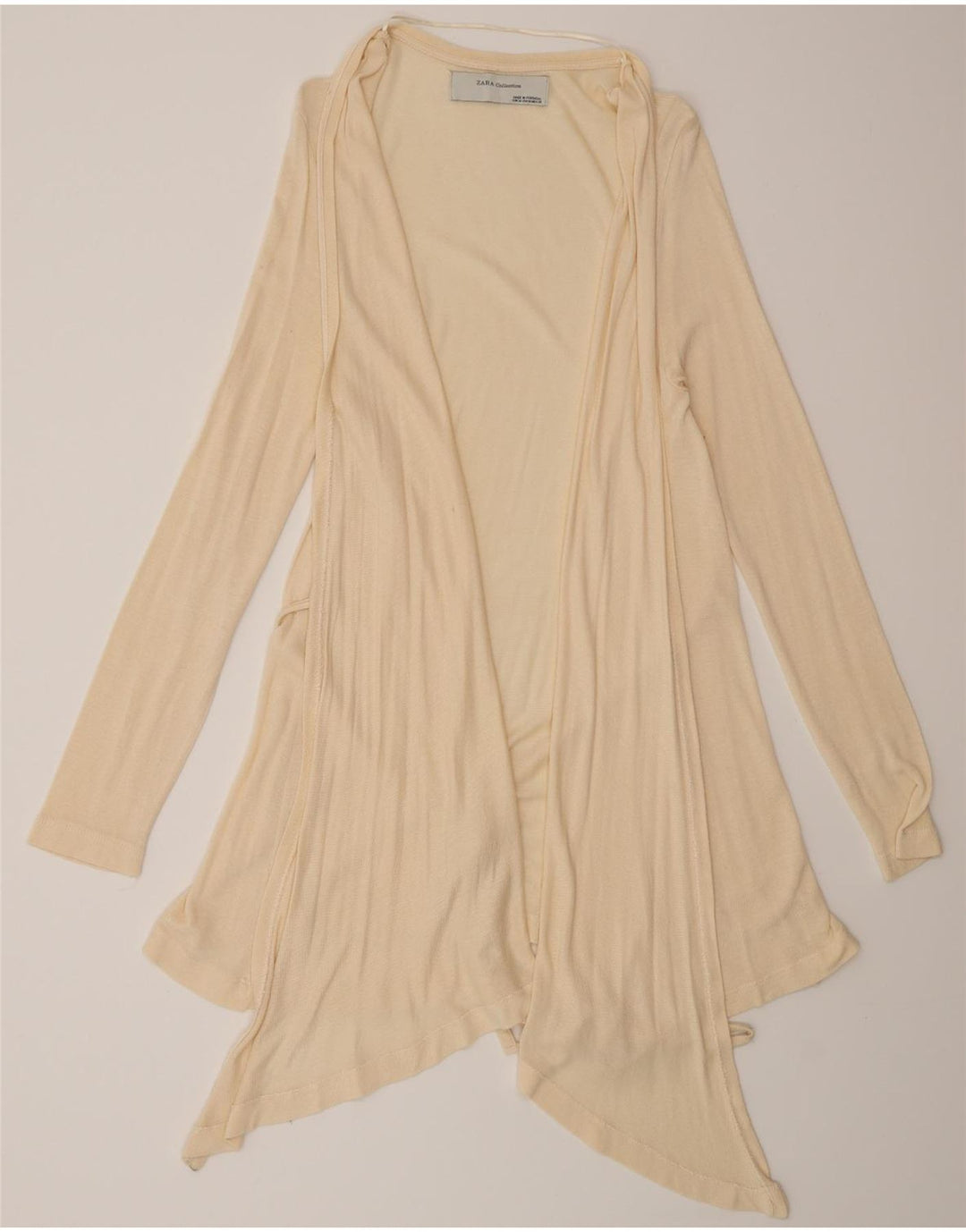 Suéter cardigã feminino Zara Longline Reino Unido 12 médio bege