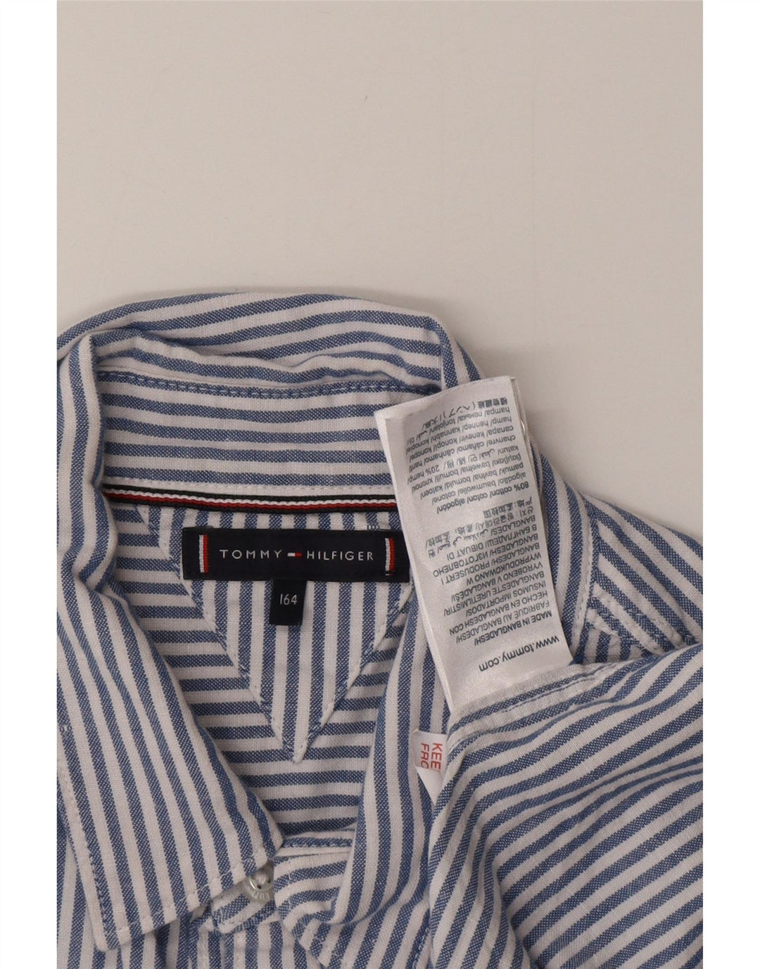 Camisa masculina TOMMY HILFIGER 13-14 anos algodão listrado azul