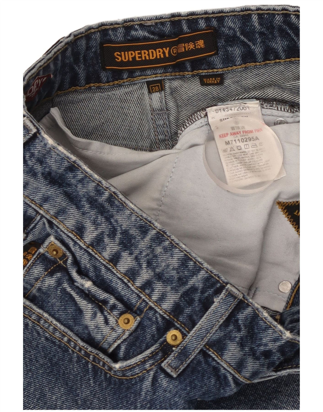 Shorts jeans feminino SUPERDRY W28 algodão azul médio