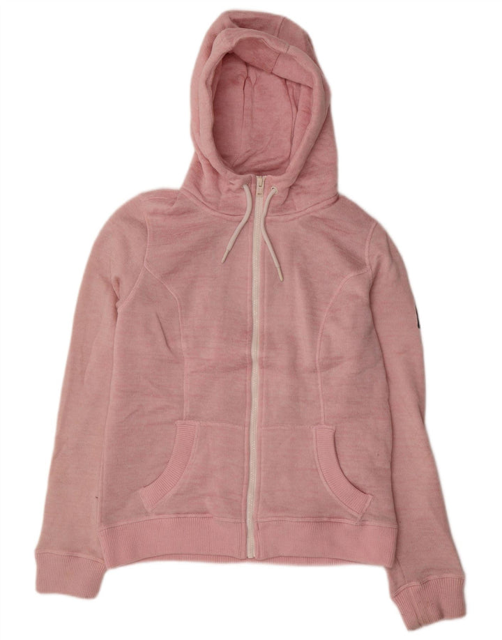 Suéter feminino Superdry com capuz e zíper Reino Unido 16 grande poliéster rosa