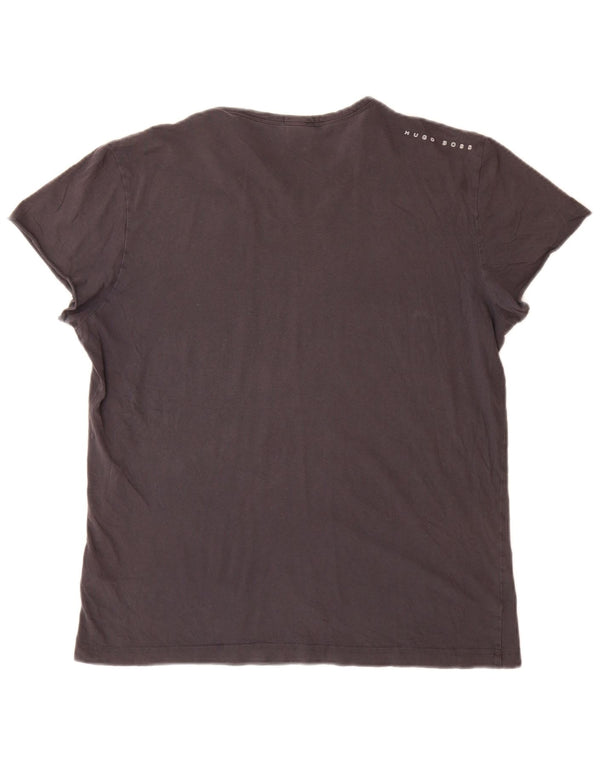 Camiseta feminina Hugo Boss Regular Fit UK 14 grande algodão azul marinho