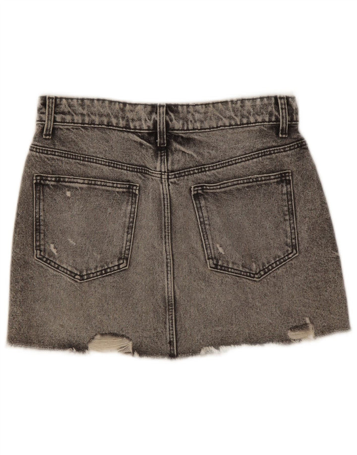 Zara Saia jeans feminina pequena W26 cinza