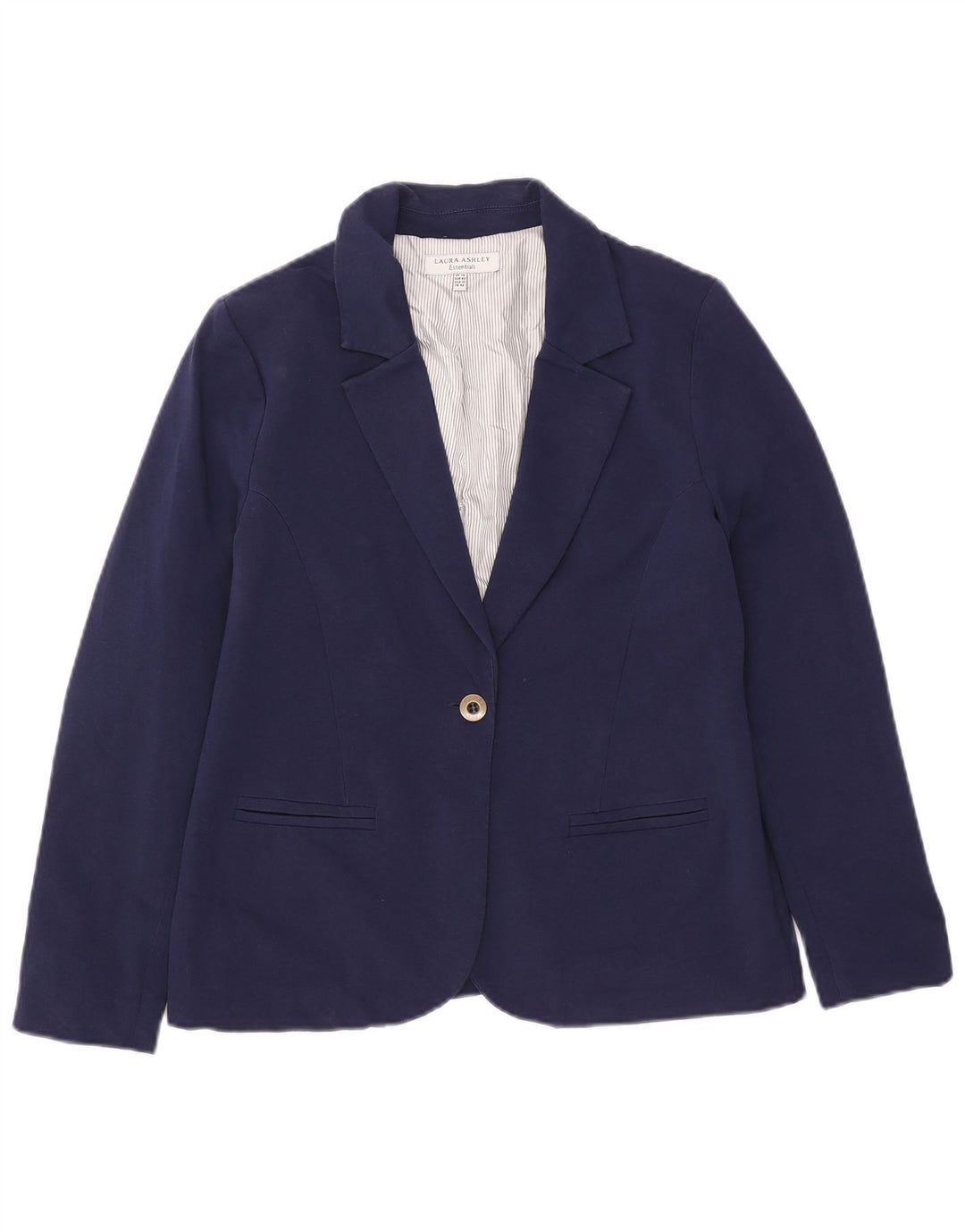 Jaqueta blazer feminina Laura Ashley com 1 botão Reino Unido 14 grande algodão azul marinho
