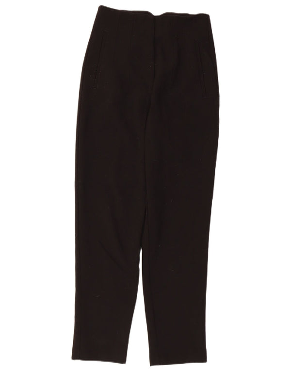 Zara Calça feminina cintura alta cônica XS W24 L26 poliéster preto