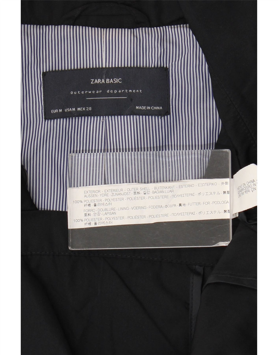 Zara Womens Pea Coat UK 14 Médio Azul Marinho Poliéster