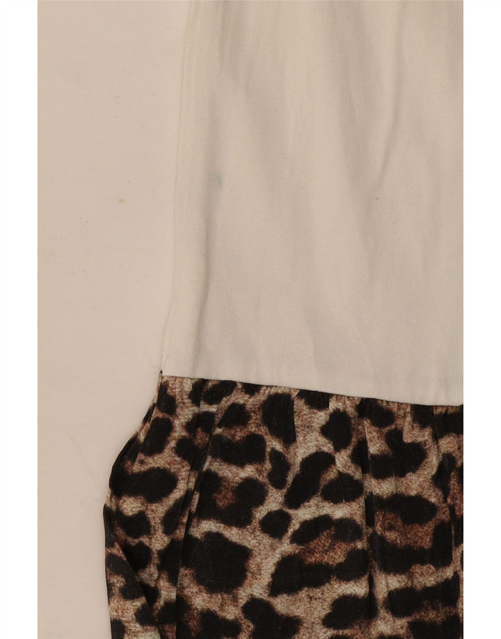 Blusa feminina Zara UK 12 médio branco estampa animal