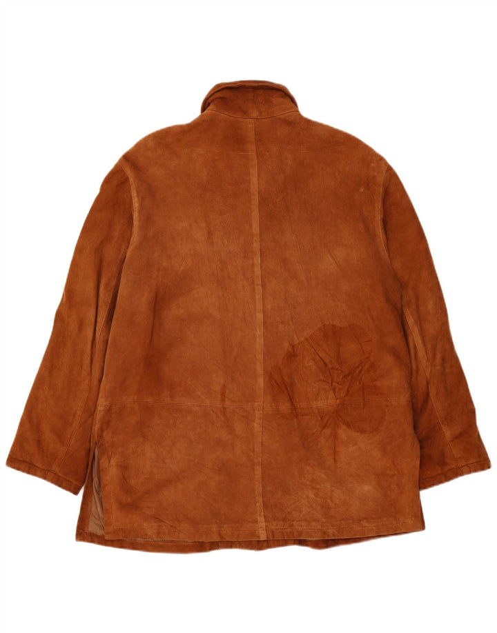 Jaqueta feminina vintage de camurça IT 46 grande couro marrom