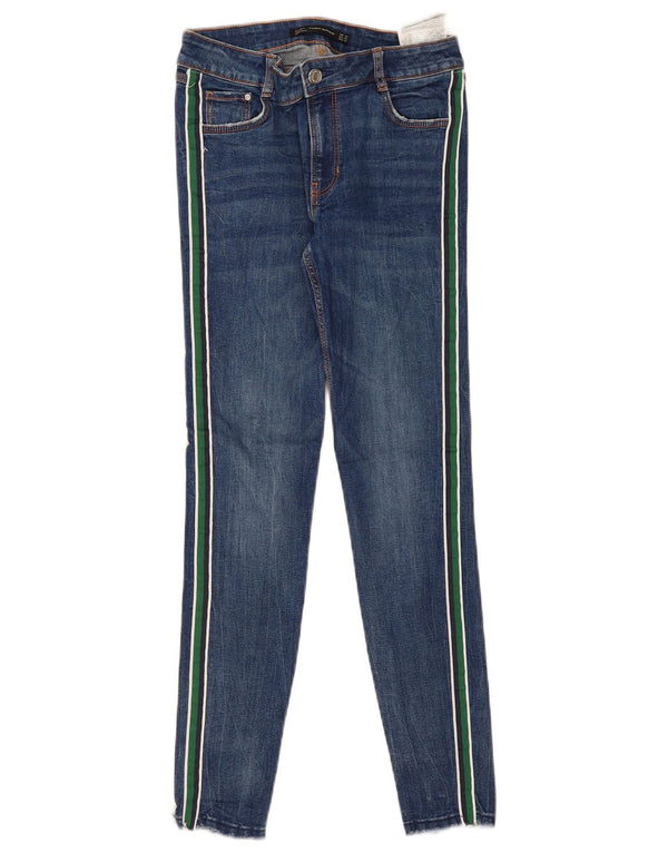 Calça jeans skinny feminina Zara EU 38 pequena W28 L27 algodão listrado azul