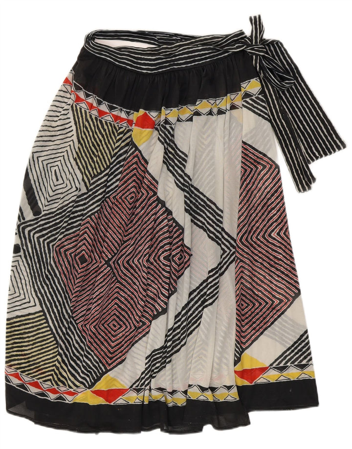 Saia feminina vintage W28 média multicolorida geométrica