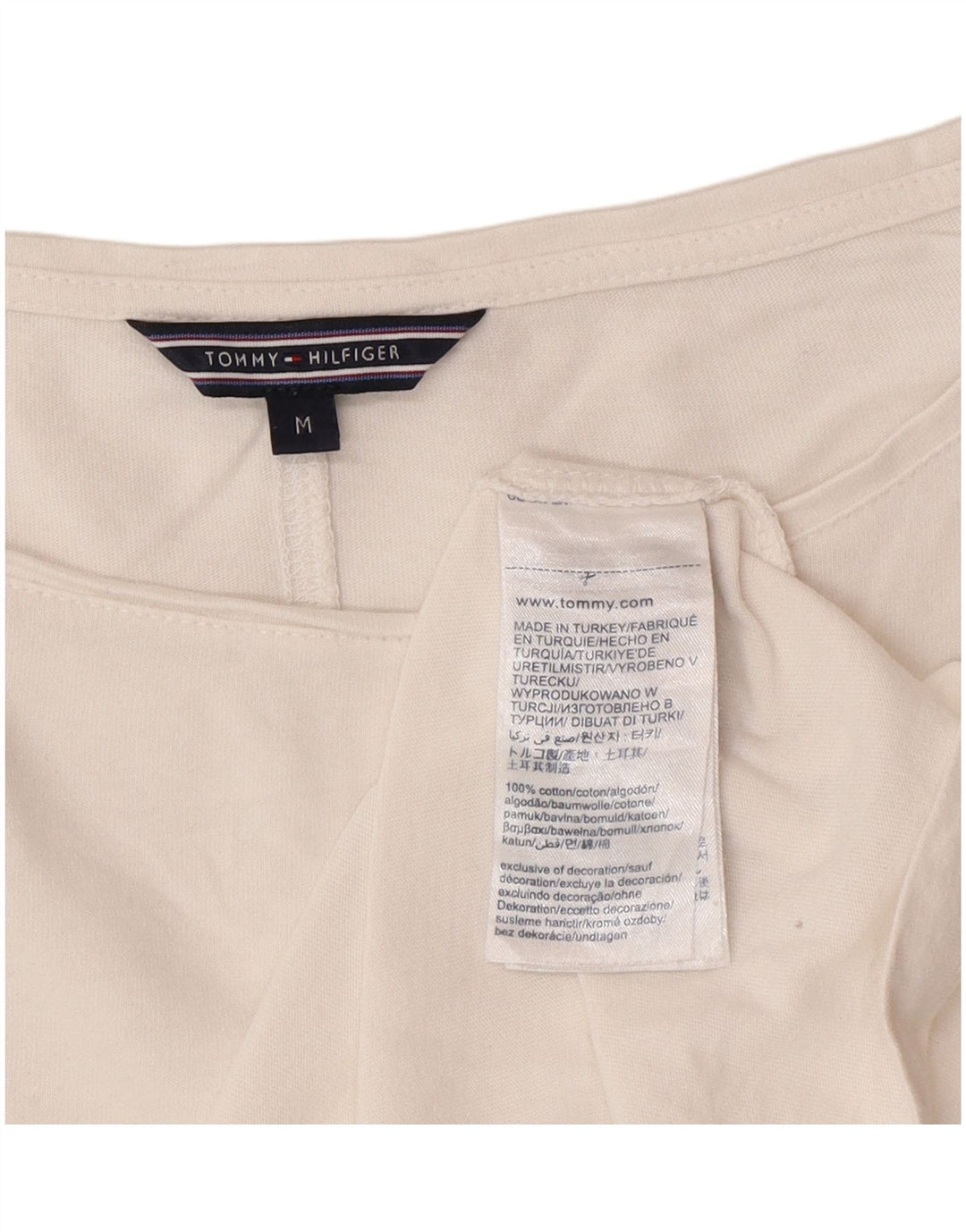 TOMMY HILFIGER Womens Top 3/4 Sleeve UK 14 Medium White Cotton