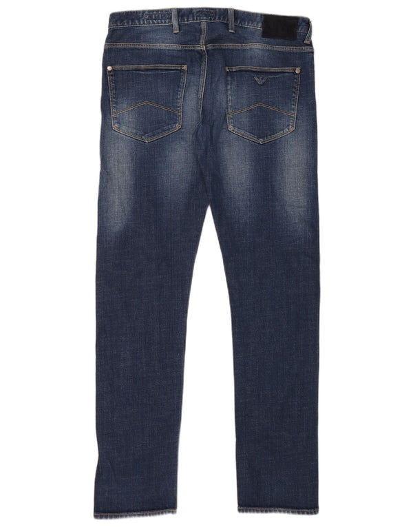 Armani feminino J10 Slim Jeans W33 L34 azul algodão