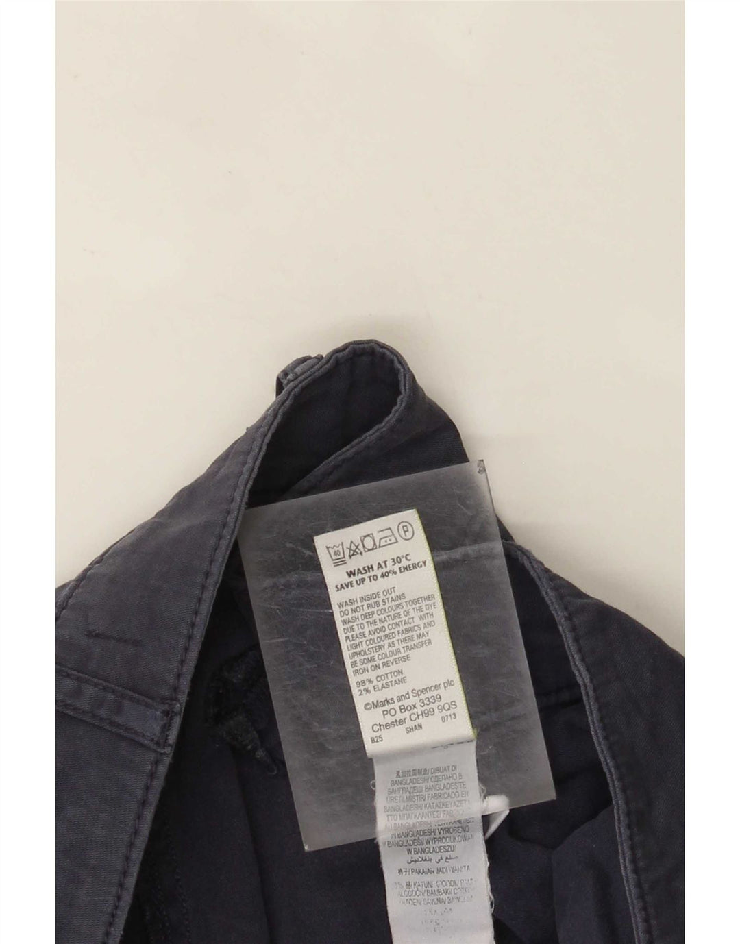 Calças cortadas femininas Marks & Spencer UK 12 médio W32 L24 azul marinho