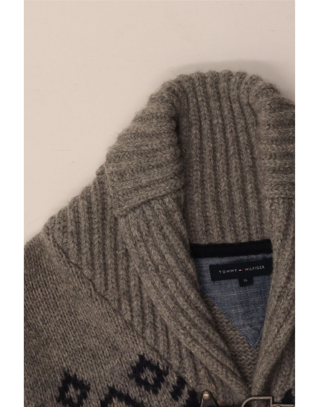 Suéter cardigã masculino TOMMY HILFIGER 15-16 anos cinza Fair Isle