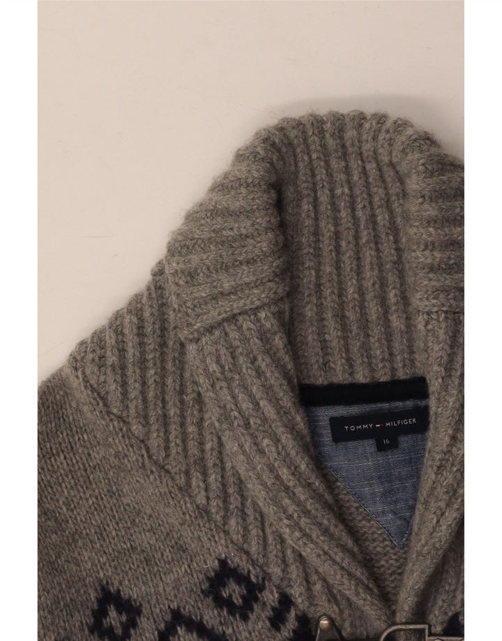 Suéter cardigã masculino TOMMY HILFIGER 15-16 anos cinza Fair Isle