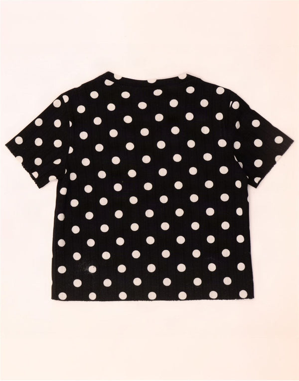 Zara Camiseta Feminina Crop Top UK 14 Grande Bolinhas Pretas