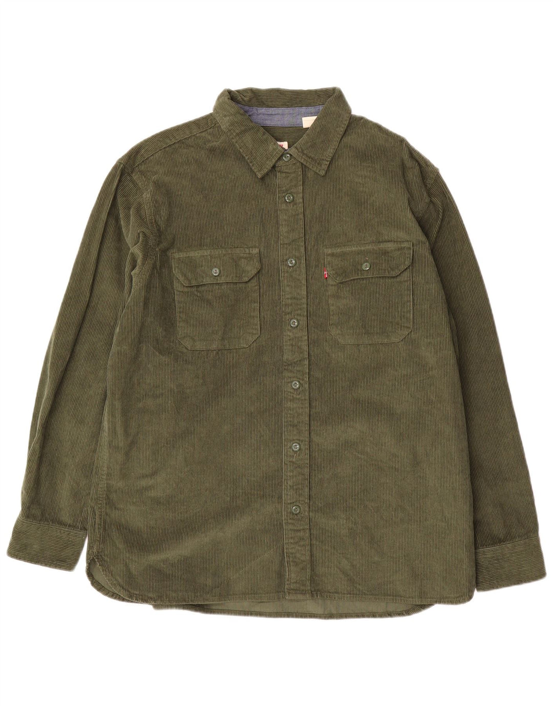 Camisa masculina de veludo cotelê Levi's relaxada grande algodão verde