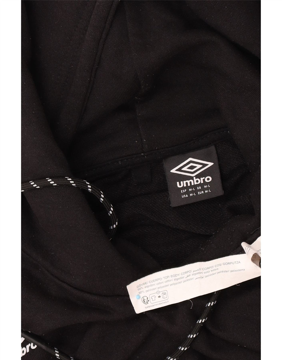 Suéter masculino Umbro com capuz médio algodão preto