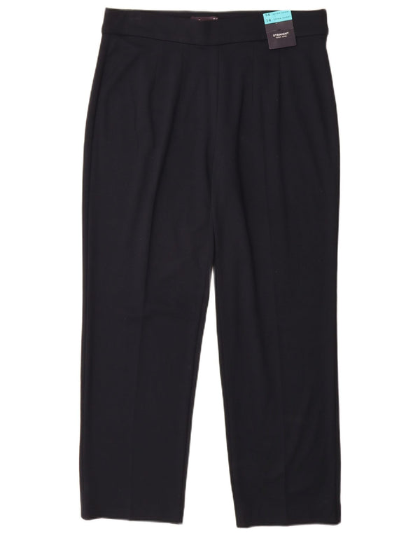 Calça casual feminina Marks & Spencer UK 14 grande W32 L29 azul marinho