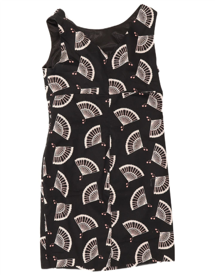 Vestido feminino Oasis com bainha sem mangas com padrão abstrato Reino Unido 16 grande preto