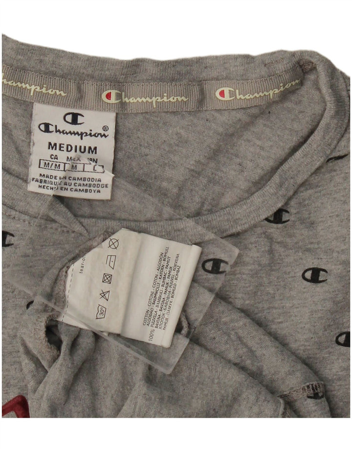 Camiseta feminina com estampa CHAMPION UK 12 algodão cinza médio