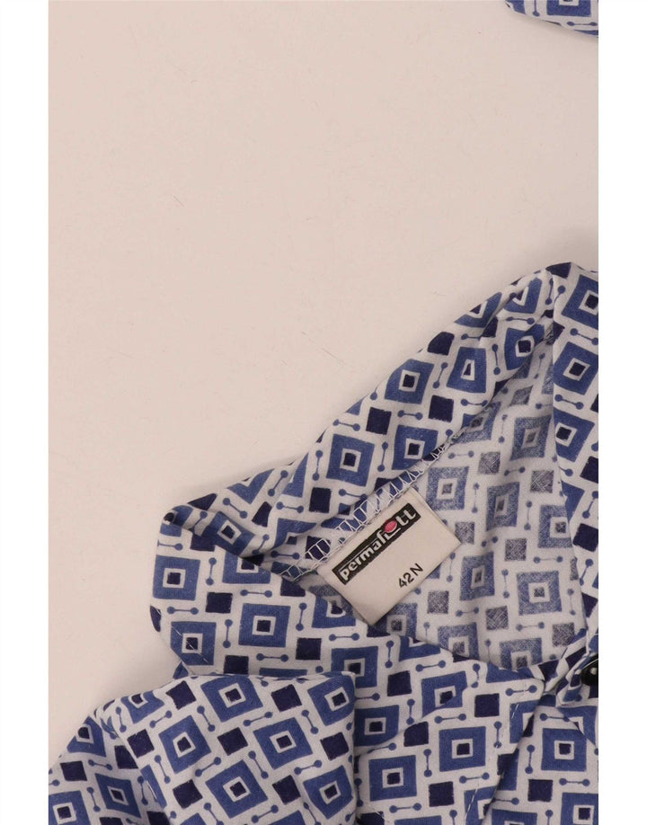 Camisa masculina vintage tamanho 42 grande azul geométrica