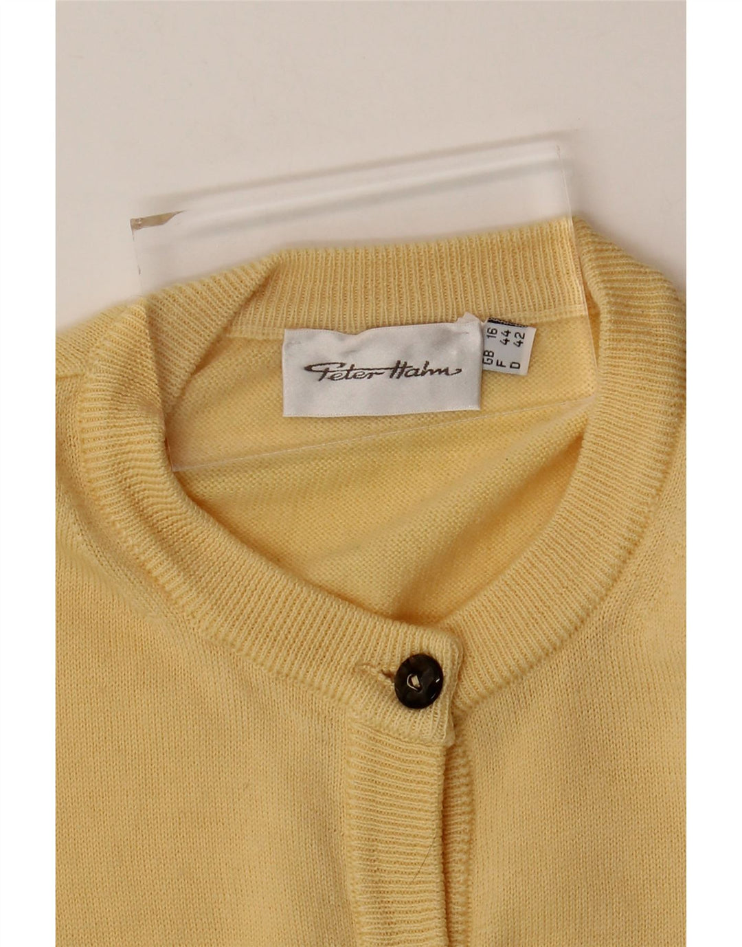 Suéter cardigã feminino Peter Hahn Reino Unido 16 grande amarelo
