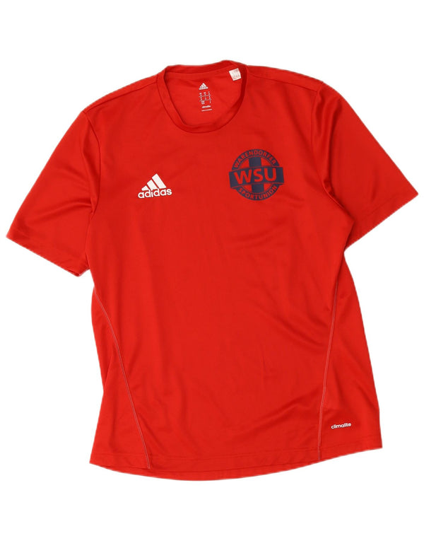Adidas Mens Warendorfer Sportuninon Camiseta gráfica Top Médio Vermelho