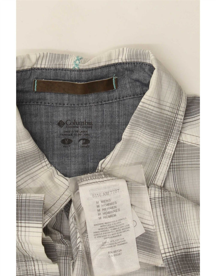 Columbia Camisa masculina de manga curta cinza médio algodão xadrez