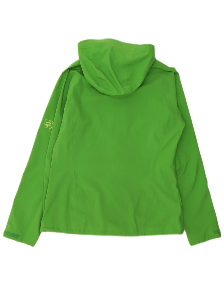 Jaqueta de chuva feminina com capuz Jack Wolfskin Reino Unido 12/14 poliéster verde médio