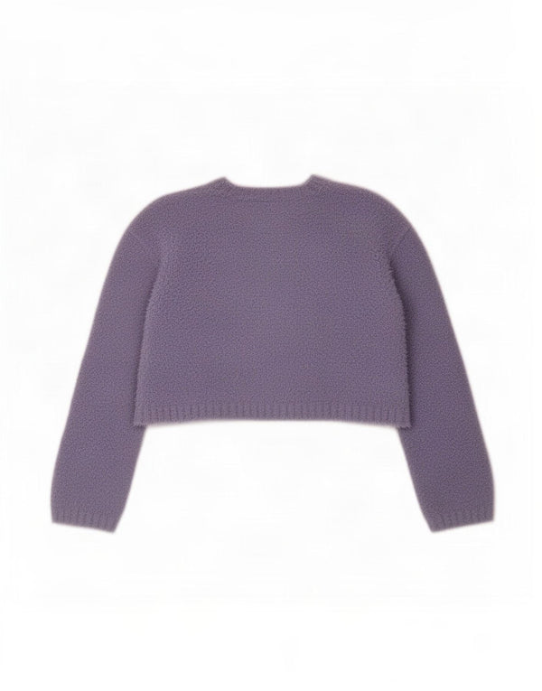 Suéter feminino Benetton com gola canoa e decote em barco UK 14 médio roxo