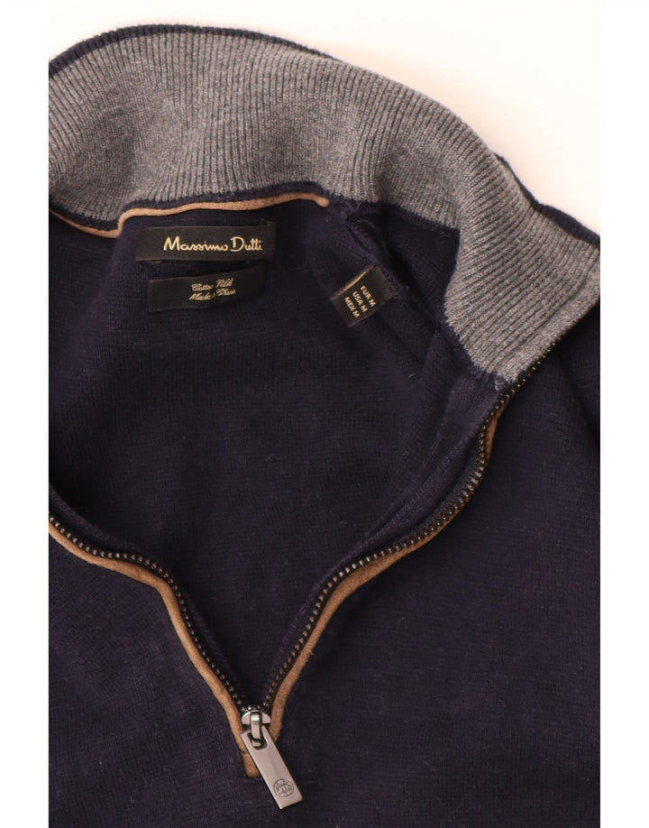 Suéter masculino MASSIMO DUTTI com gola e zíper, algodão azul marinho médio
