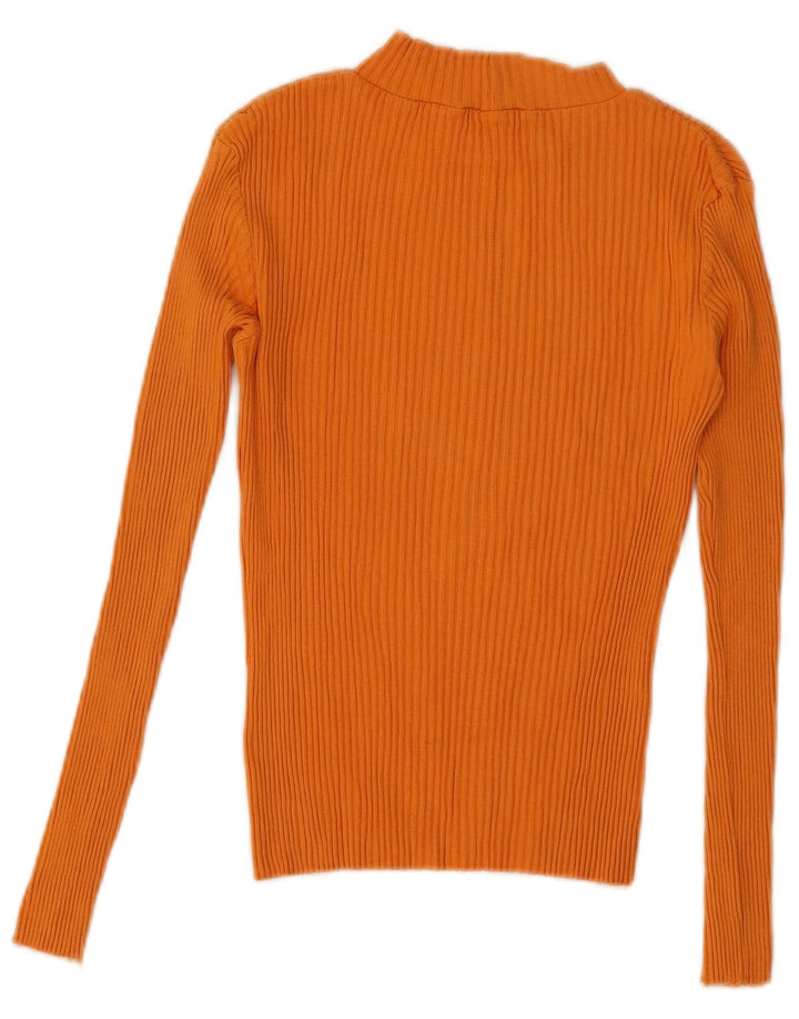 Zara Womens Crop Top Manga Longa Reino Unido 12 Médio Laranja