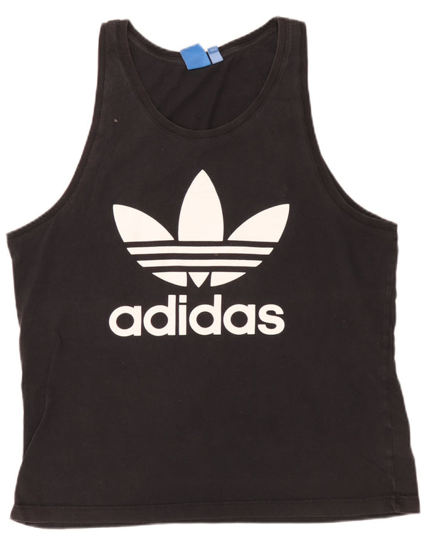 Adidas Womens Graphic Vest Top UK 16 Grande Algodão Preto