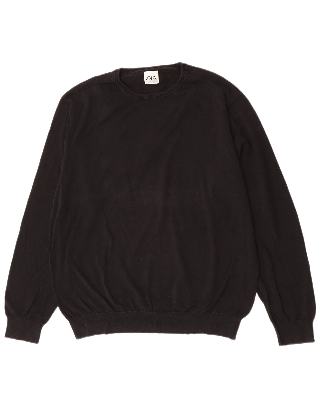 Suéter masculino Zara com gola redonda, grande algodão preto
