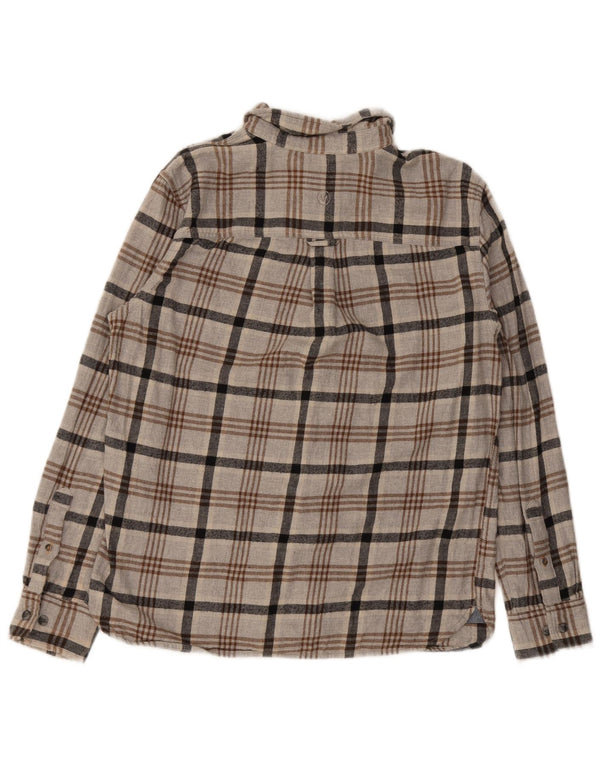 Camisa masculina de flanela de ajuste regular Fat Face grande algodão xadrez cinza
