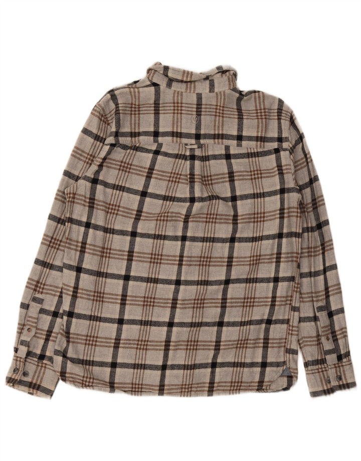 Camisa masculina de flanela de ajuste regular Fat Face grande algodão xadrez cinza