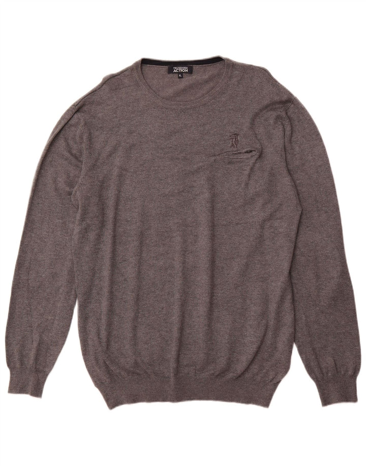 Suéter masculino TRUSSARDI com gola redonda XL viscose cinza