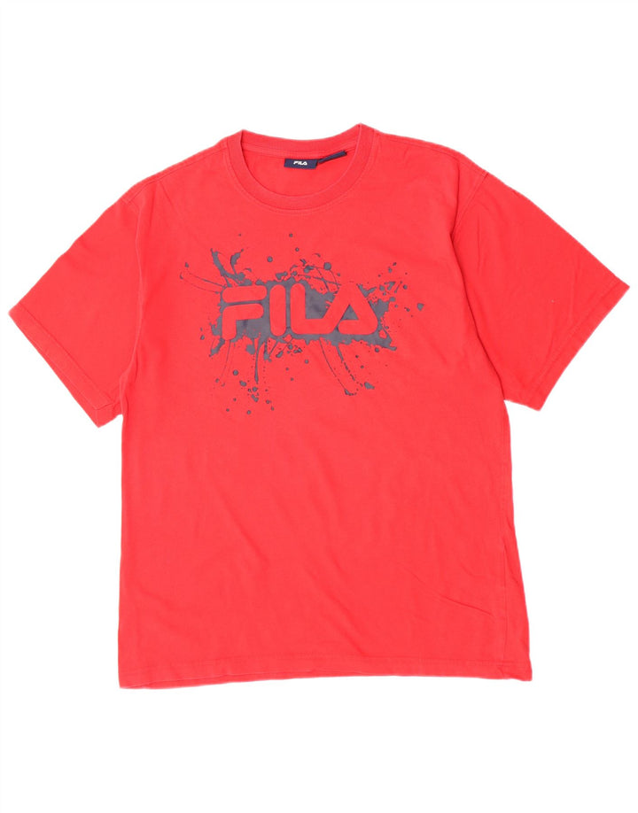 Fila Mens Graphic T-Shirt Top Grande Algodão Vermelho