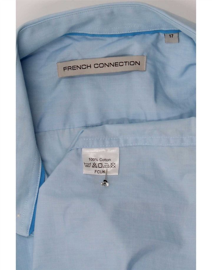 Camisa masculina French Connection tamanho 17 XL algodão azul