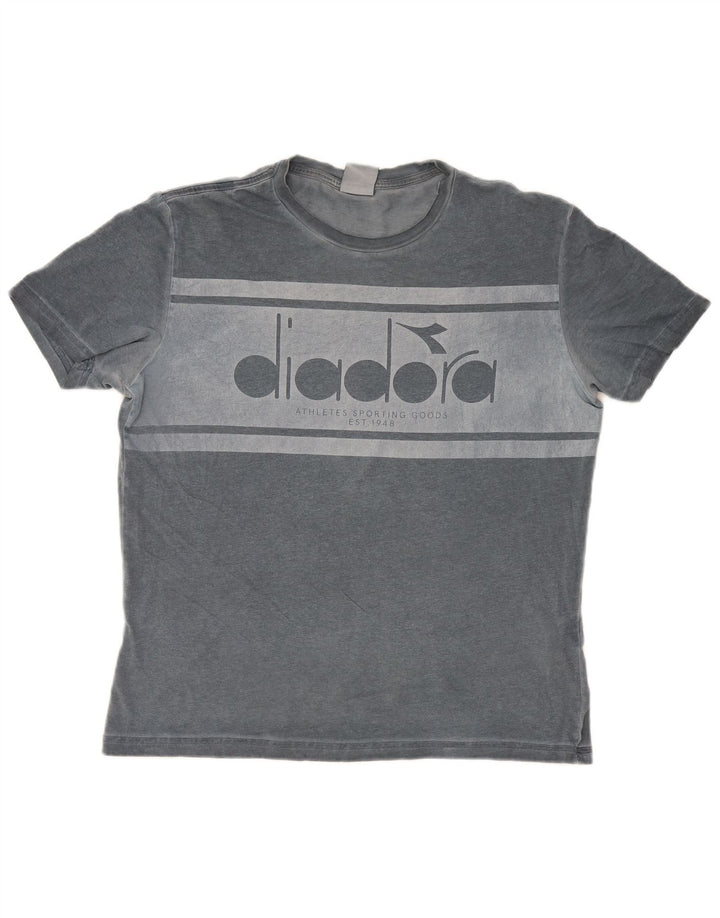 Camiseta gráfica masculina Diadora Top cinza médio algodão