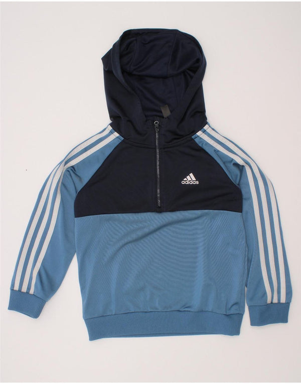 Camisola com capuz Adidas Boys Zip Neck 6-7 anos Azul Colorblock Poliéster