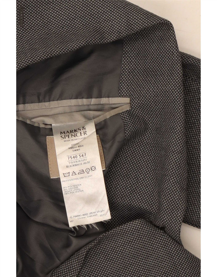 Jaqueta blazer masculina de 2 botões Marks & Spencer Reino Unido 40 poliéster cinza médio