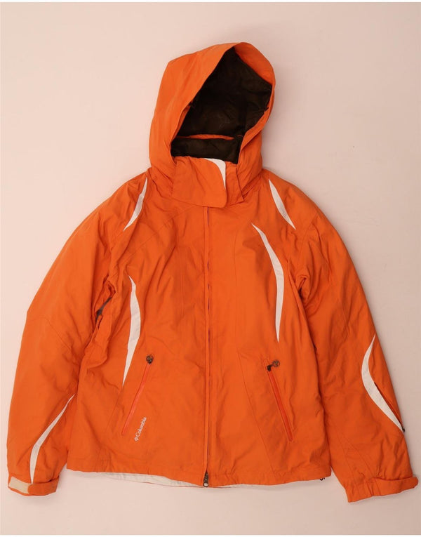 Columbia Womens Titanium Hooded Ski Jacket UK 14 Medium Orange Colourblock