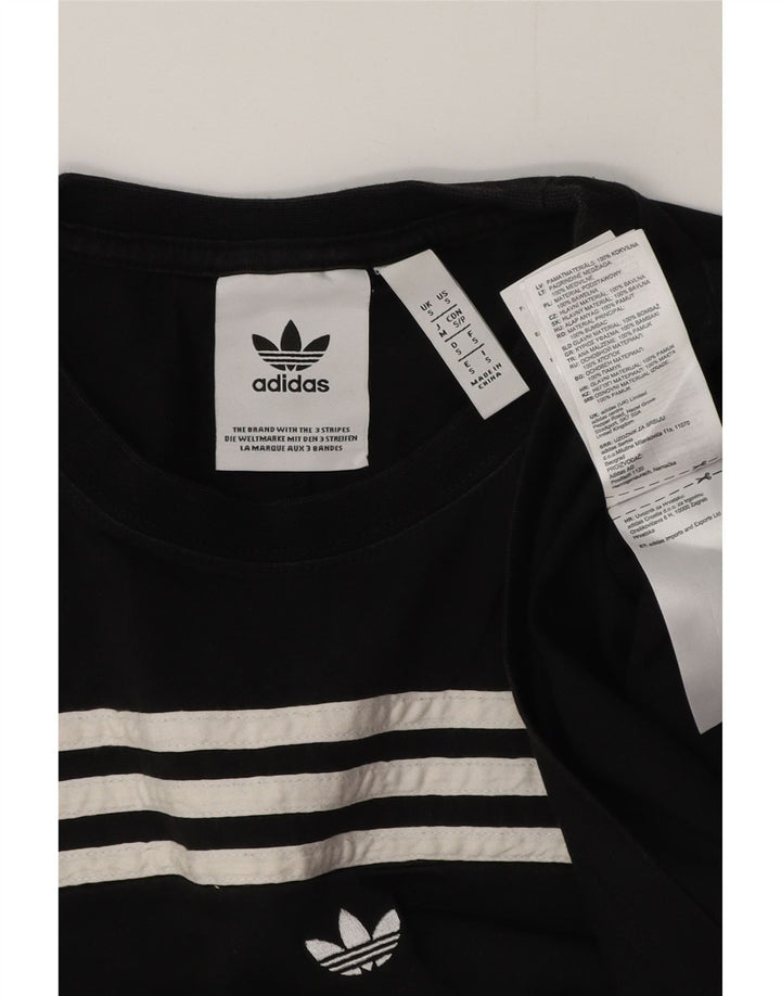 Adidas Mens Camiseta Top Pequeno Algodão Preto