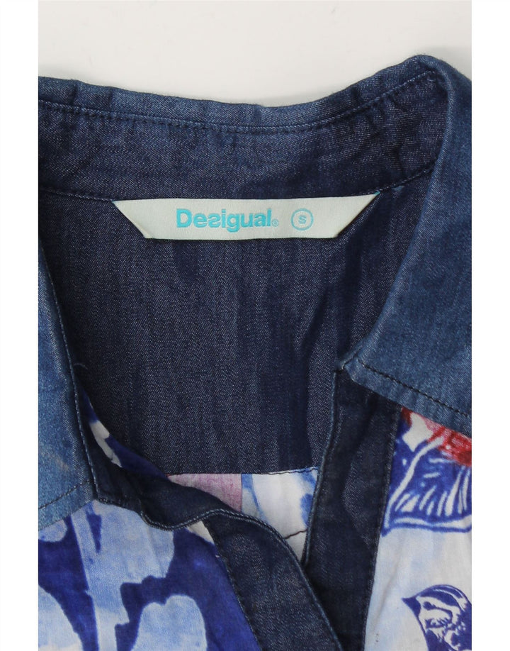 Blusa feminina pulôver Desigual Reino Unido 10 pequena azul floral